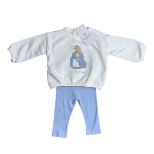 Peter Rabbit Baby Boy 2 Piece Set 9-12 Months Blue and White M&S NWT